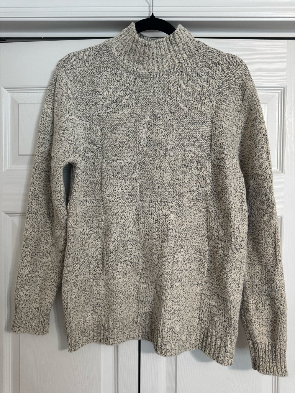 Ann Taylor Cream and Gray Marled Turtleneck Sweater